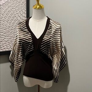 Elegant Black and Cream Striped Women's Top
